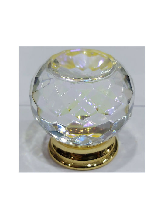 Knopf Möbelgriff aus Kristall & Metallisch & Zamak in Gold Farbe 9069-ORO 1Stück