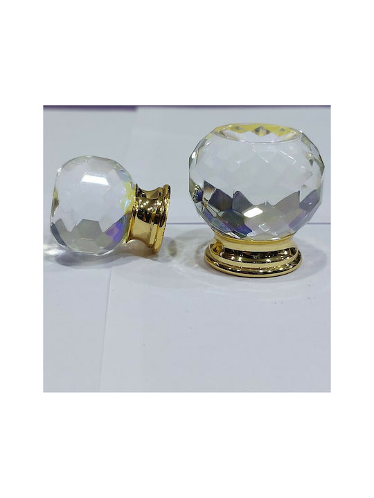 Knopf Möbelgriff aus Kristall & Metallisch & Zamak in Gold Farbe 9069-ORO 1Stück