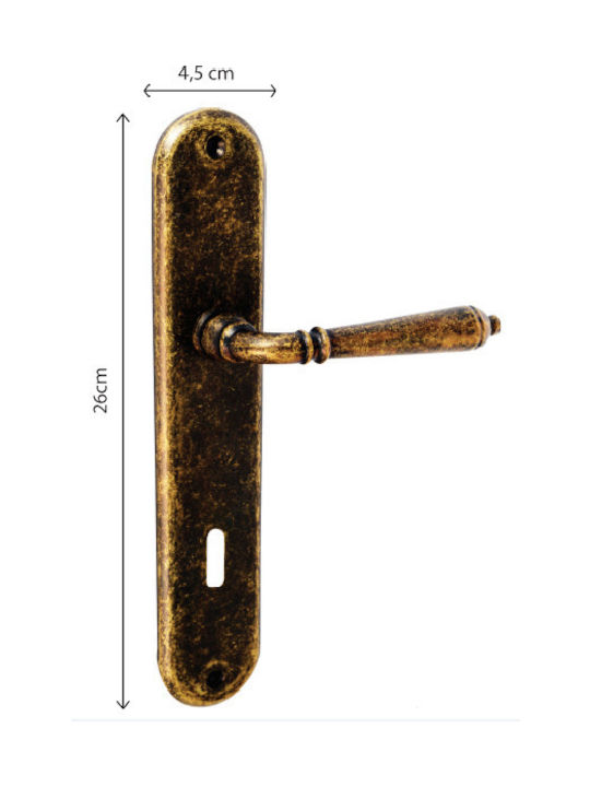 Import Hellas Lever Middle Door with Plate Pair (Center Distance 90mm) Bronze