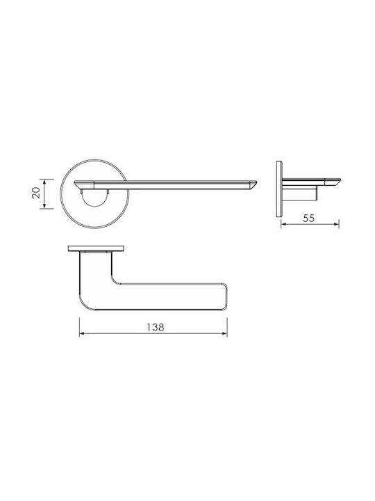 Yalis Design Hebel Mittlere Tür mit Rosette 138Χ50ΜΜ Paar Schwarz