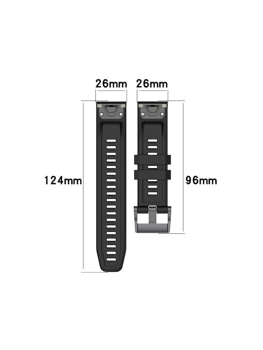 Fenix Каишка Силикон Черен (3Fenix 3 / 5X / 5X Plus / 6X / 6X Pro / 7X / 7X Pro / 8 (51mm))