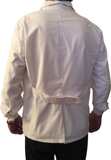 Unisex White Medical Jacket Cotton and Polyester
