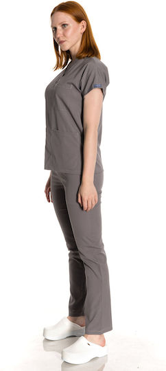 Women's Gray Pants & Blouse Set