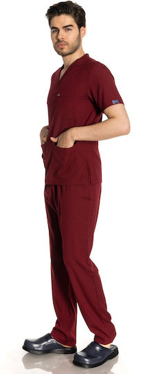 Women's Burgundy Pants & Blouse Set