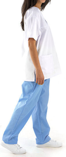 Women's Light Blue Medical Pants Cotton and Polyester