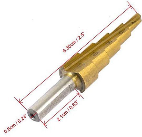 Conical Drill HSS Titanium with Triangular Shank for Metal και Wood