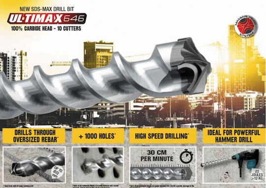 Diager Drill With 6 & 4 Cutting Edges & 6 stabilizers with SDS Max Shank for Masonry 20x540mm