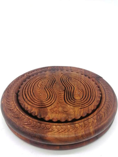 Wooden Dessert Divided Serving Plate with 2 Slots Brown Ø20cmxY20cm 20x20x20cm
