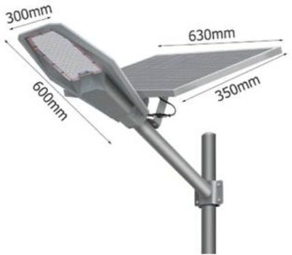 Straßen-Solarleuchte 300W 4000lm Kaltweiß 6500K mit Fotokontakt IP67