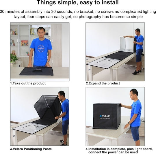 Photo Box Lighted with Multiple Backrounds 60x60x60cm