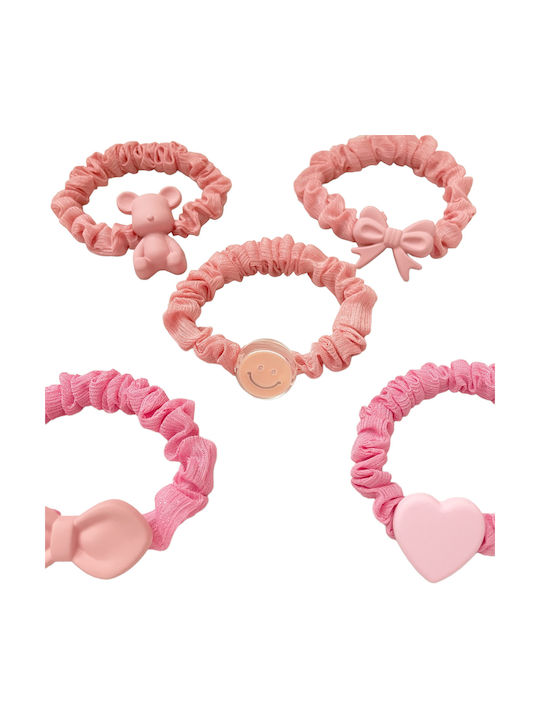 Kids Hair Ties Set Pink 5pcs FQ963-4