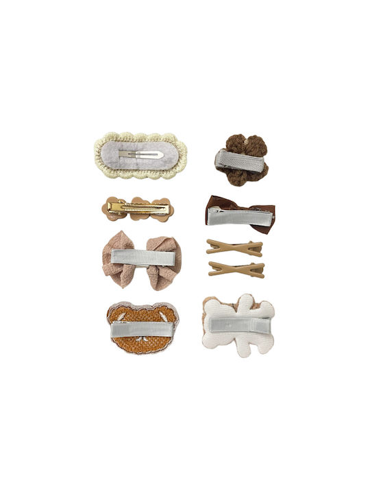 Set of Kids Hair Clips with Hair Clip Multicolour in Brown Color 8pcs