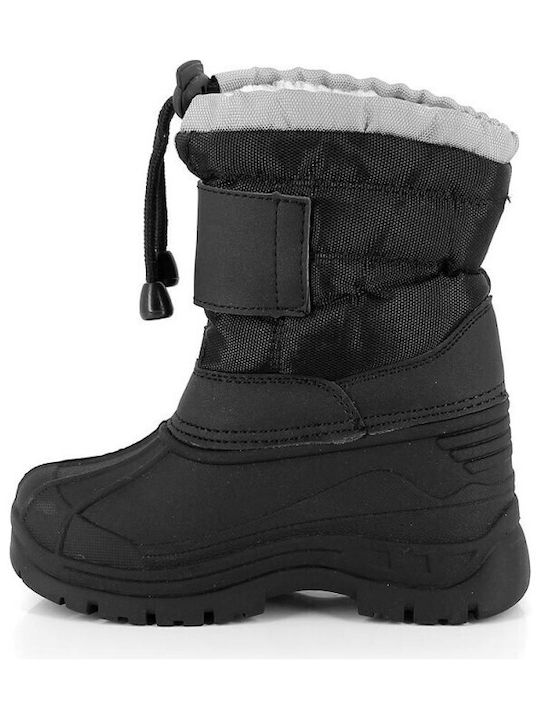 Kimberfeel Kids PU Leather Snow Boots with Lace Black