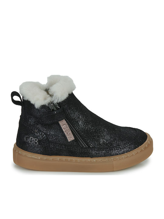 Leather Kids Boots with Zipper Black