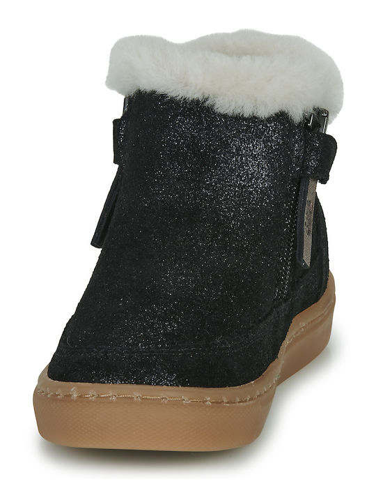 Leather Kids Boots with Zipper Black