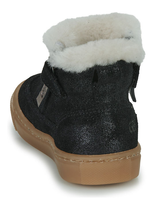 Leather Kids Boots with Zipper Black