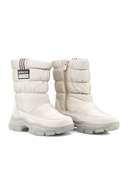 Kids Boots with Zipper Beige