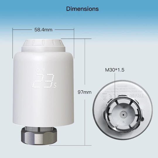 MOES WTRV-PJ-603-EN Electronic Thermostatic Radiator Valve with Wi-Fi for Towel Rack