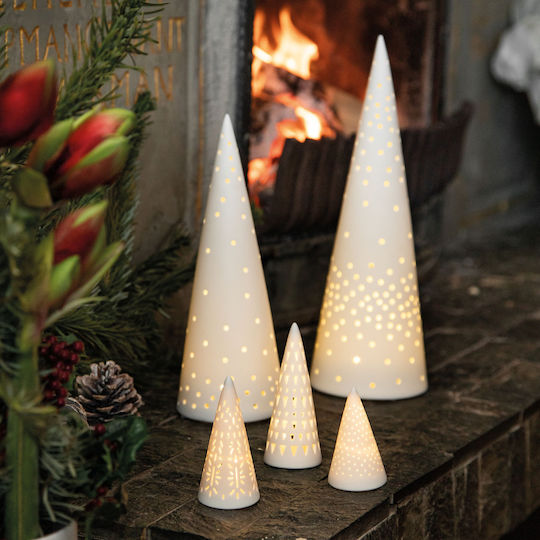 Christmas Decorative Illuminated Tree Cone White