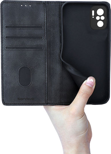Sonique Book Δερματίνης Μαύρο (Redmi Note 10 / 10s / Poco M5s)