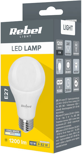 Rebel LED Bulb 12W for Socket E27 and Shape A60 Cool White 1200lm