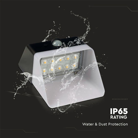 V-TAC Grădină Led Montat pe perete Lampă Solară 2W 200lm Alb Natural 4000K cu Senzor de Mișcare IP65 13.89bucx6.85bucx10.69buccm