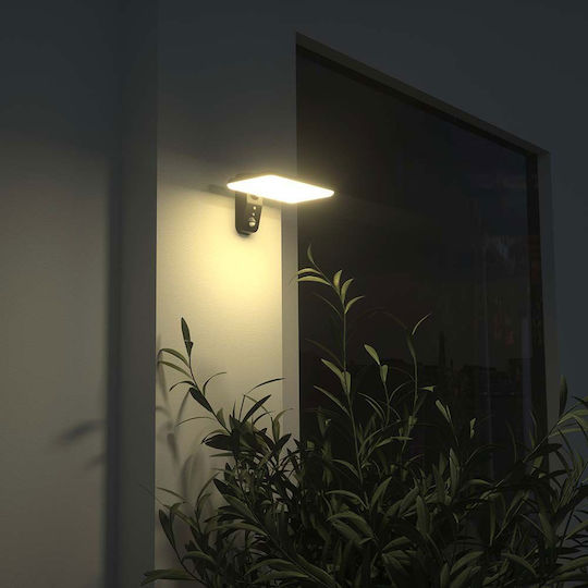 V-TAC Garden Led Wall Mounted Solar Light 15W 2000lm Natural White 4000K with Motion Sensor IP65 29.4cmx23.6cmx7.7cmcm