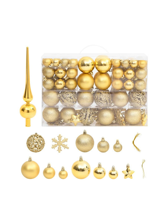 vidaXL Christmas Glass Set Ornaments Gold 12x36cm 111pcs