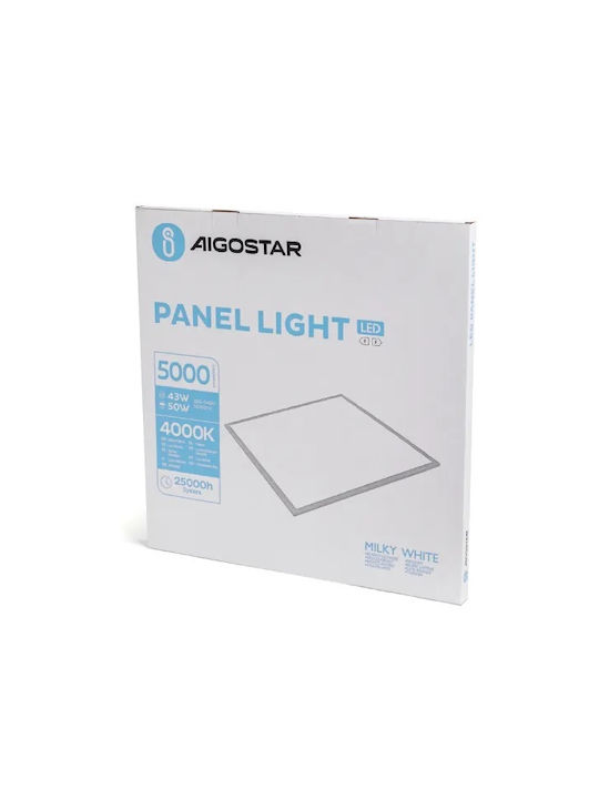 Aigostar Square Recessed LED Panel 50W with Natural White Light 60x60cm