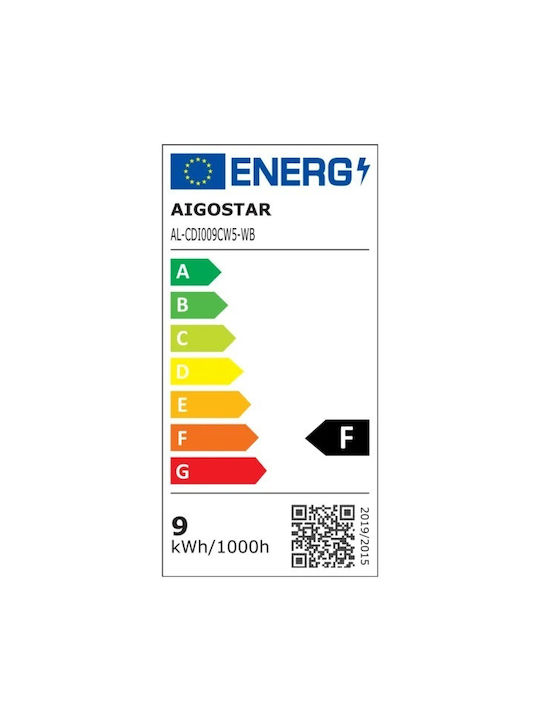 Aigostar Rund Metallisch Einbau Spot mit integriertem LED und Natürliches Weißes Licht Weiß 12x12cm. 1Stück