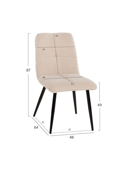 Shelly Dining Room Fabric Chair White 48x64x87cm 2pcs