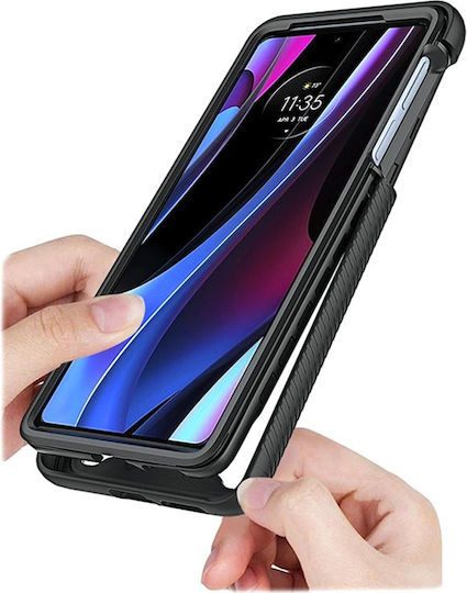 Techsuit Techsuit 360 Full Cover Silicon / Plastic Set cu Geam Negru (Motorola Edge 30 Pro)