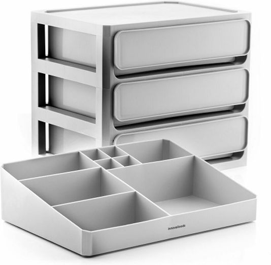 InnovaGoods InnovaGoods Kosmetikorganisator mit 3 Schubladen Grau 29x26x19,5cm