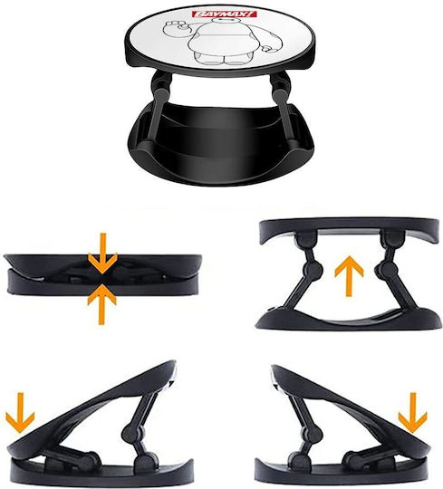 Koupakoupa Pop Socket for Mobile Phone Baymax Hi Phone Holders Stand Stand Mobile Support Base In Hand Black