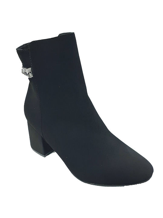 Plato Suede Women's Ankle Boots with Medium Heel Black OS380