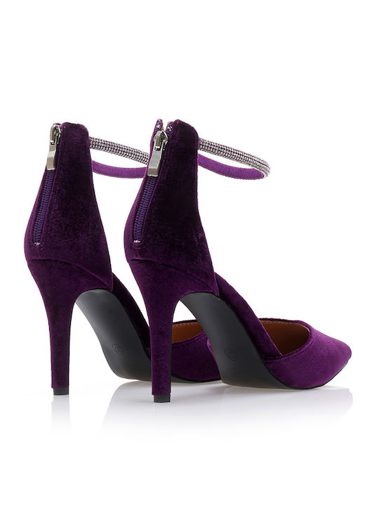 Pumps mit Stiletto-Absatz & Riemchen Lila