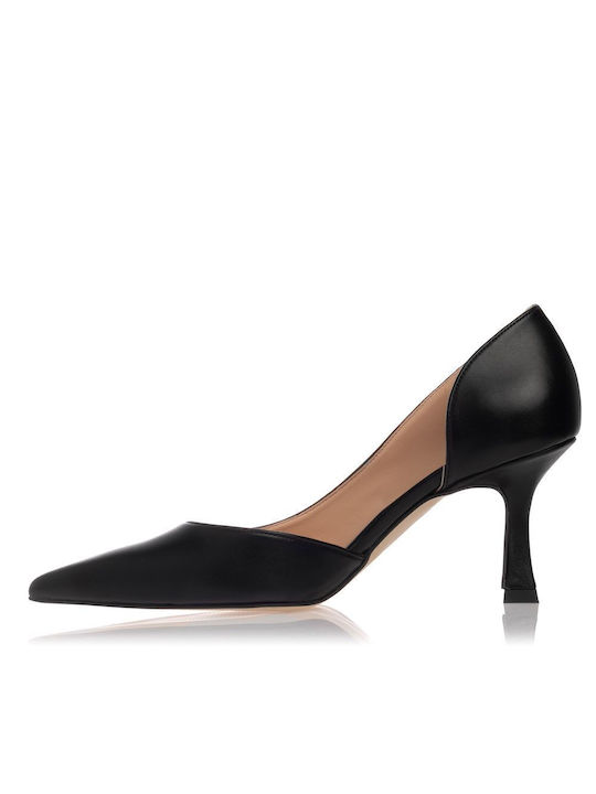 Sante Synthetic Leather Pointed Toe Black Medium Heels