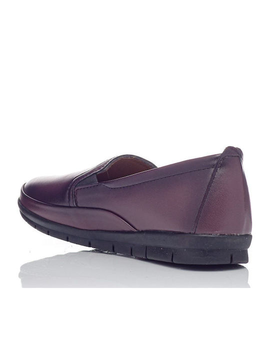 Ανατομικά Γυναικεία Slip-On Δερμάτινα Μπορντό