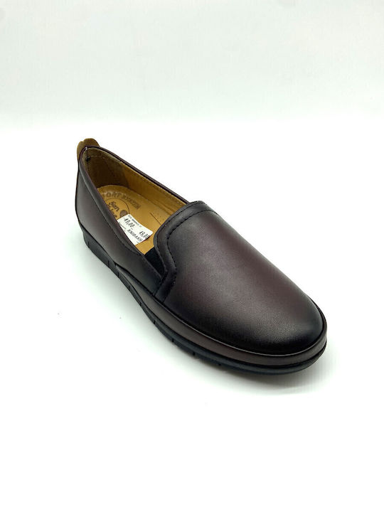 Ανατομικά Γυναικεία Slip-On Δερμάτινα Μπορντό