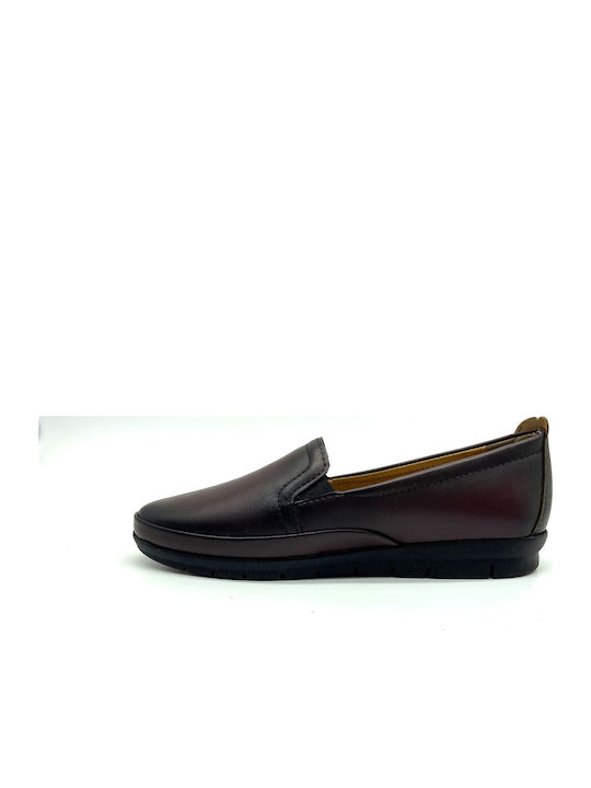 Ανατομικά Γυναικεία Slip-On Δερμάτινα Μπορντό