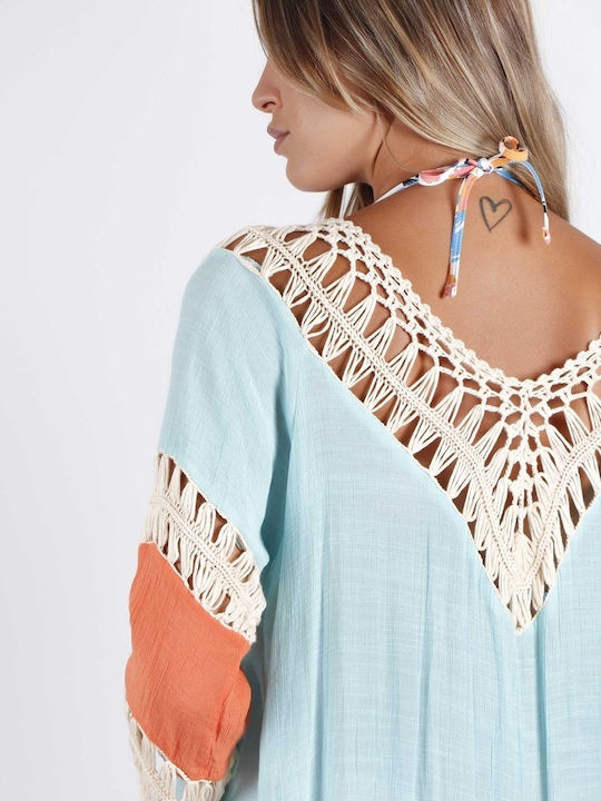 Admas Damen Kimono Strand Mehrfarbig