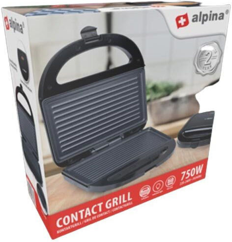 Alpina Appliances Τοστιέρα για 2 Τοστ 750W Μαύρη
