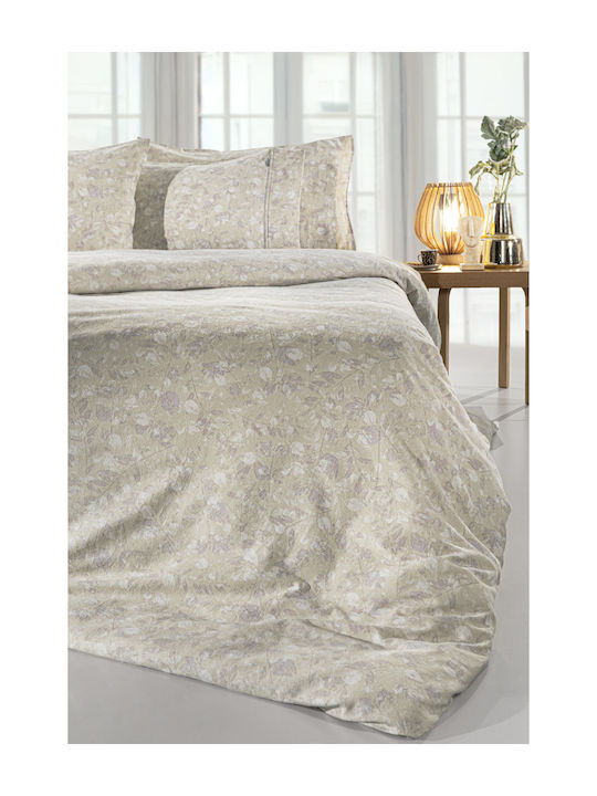 Guy Laroche Duvet Cover Set Cotton Queen with 2 Pillowcases 225x245 Flannel Eloide Natural