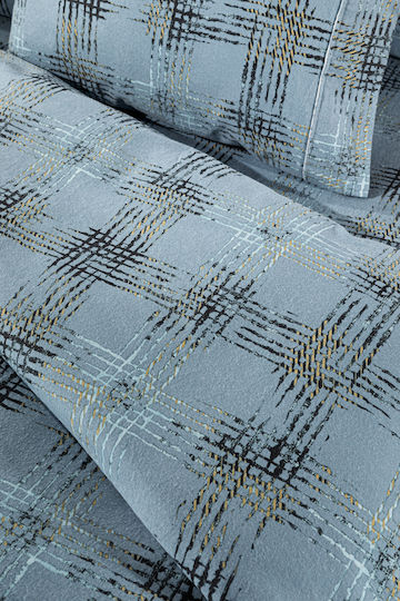 Guy Laroche Duvet Cover Set Flannel Queen with 2 Pillowcases 225x245 Flannel Mezzo Blue