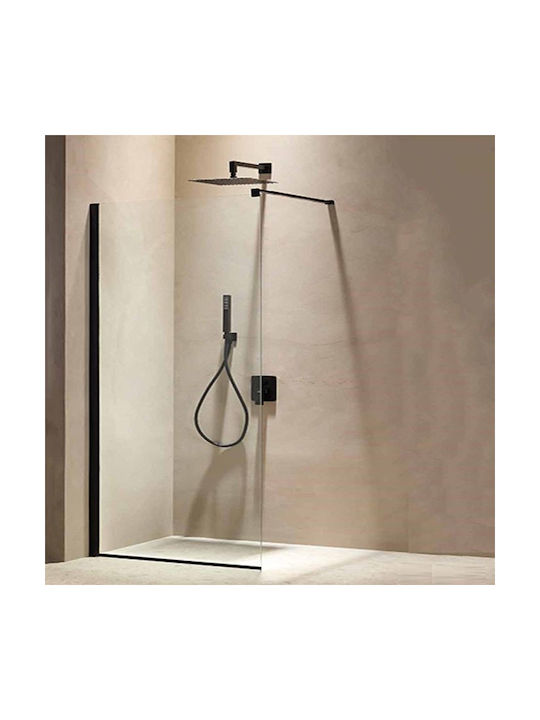 Tema Free Walk - In WA100195N WA 100195N Duschwand für Dusche 100x195cm Klarglas Schwarz