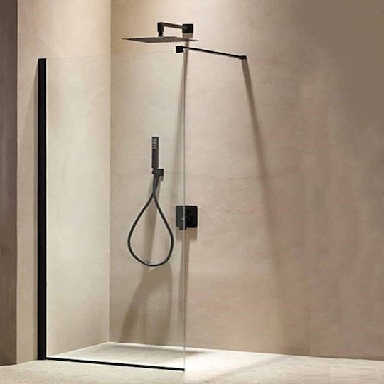 Tema Shower Screen for Shower 100x195cm Clear Glass Black