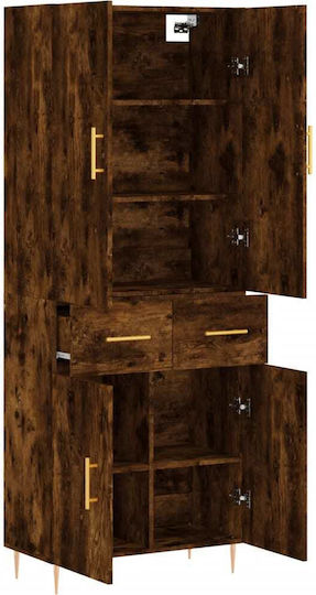 Office Storage Chipboard Closet Coffee L69.5xW34xH180cm