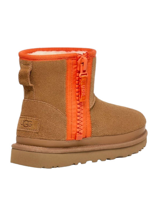 Ugg Classic Mini Zipper Tape Women's Ankle Boots Brown