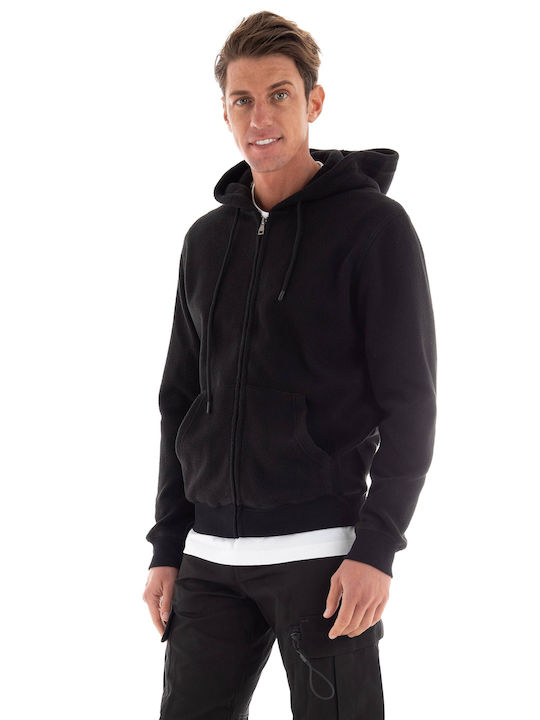 Gianni Lupo Men's Sweatshirt Jacket with Hood Black