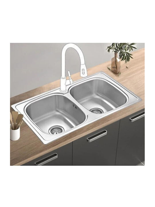 Donau 165DE Drop-In Chiuvetă Inox Satinat L86xW50cm Argintiu